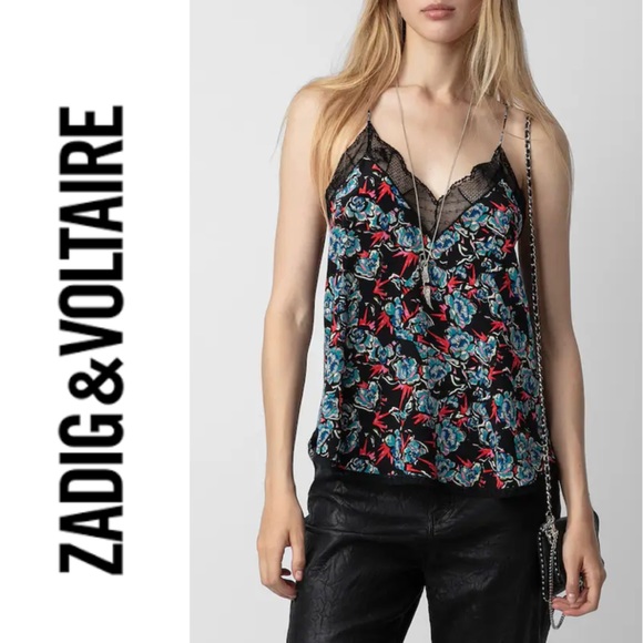 NWT💕Zadig & Voltaire Christy Floral-Print Silk Camisole Size M - Picture 1 of 16